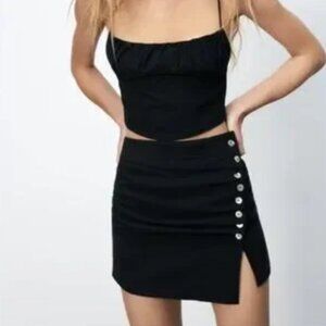 ZARA | Ruched Shell Button Skirt | Sz. M